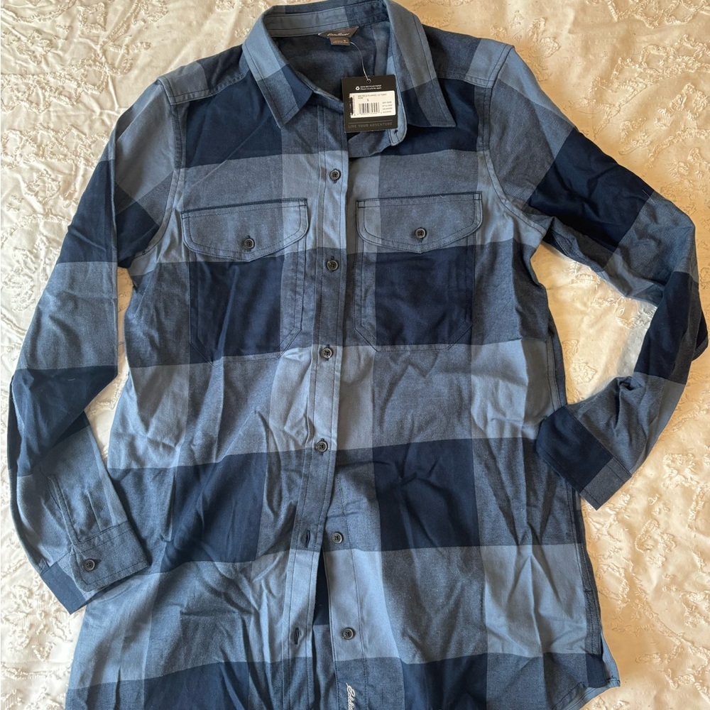 Eddie Bauer Blue Plaid Button Down Shirt